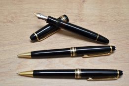 A Montblanc Meisterstuck 146 piston fill fountain pen, ballpoint pen and propelling pencil in