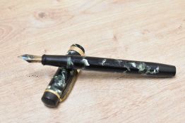 A De La Rue Onoto the Pen 6234/39 plunger fill fountain pen in green black marble with a broad