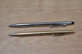 A Cross gold fill ballpoint pen (tassie missing) and Cross chrome ballpoint pen national Childrens