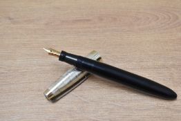 A Mabie Todd & Co Swan Warwick Safety Pen, Eye Dropper fill in black with chrome cap having Swan 1