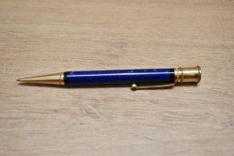 A Parker Duofold propelling pencil in lapis lazuli blue with white flecks