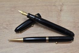 A Mabie Todd & Co Swan 4460 Leverless twist fill fountain pen and Fyne Poynt propelling pencil set