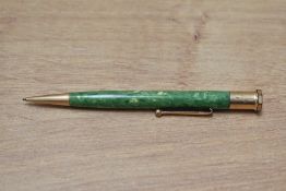 A Mabie Todd Swallow style propelling pencil in jade green