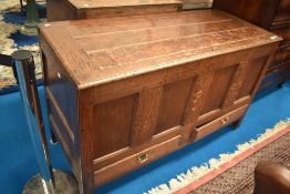 A period oak kist/coffer having monogram and date AM, 1739, dimensions approx W139 D58 H82cm
