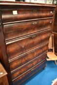 A Victorian Bombe style tall chest of six drawers, approx dimensions W105 D55 H155cm
