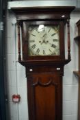 A 19th Century mahogany long cased clock having eight day movement with painted face having roman