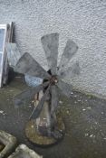A handmade garden model of a windmill