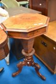 A 19th Century walnut sewing table having fitted interior, width approx. 44cm