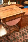 A 19th Century mahogany sewing table having square top, on William IV style base