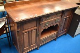 A Victorian mahogany sideboard having ledge back , dimensions approx. W153 D59 H112cm
