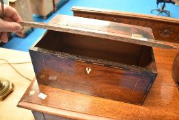 A 19th Century mahogany box having hinged lid, dimensions approx. 38 x 25 x 16cm