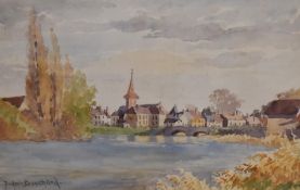 Andree Bouchard (b.1880, French), watercolour, 'louhans', France, dated 1929 verso, signed to the