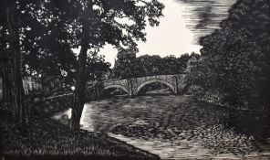 *Local Interest - George Francis Reiss (1893-1973, British), etching, 'Nether Bridge, Kendal',