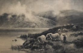 After Daniel Sherrin (1860-1948, British), monochrome prints, 'On Loch Linnhe' and 'Pastures Near