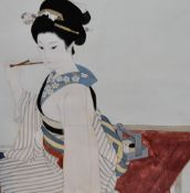 In the manner of Uemura Shoen (1875-1949, Japanese), gouache, Two studies of Geisha women, signed to