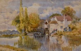 In the manner of Edward Duncan (1803-1882, British), watercolour, A water mill possibly on the River
