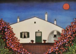 After Peri Rowan (b.1955, British), coloured print, 'Menorca', framed and under glass, measuring