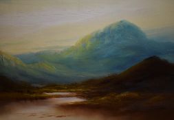 19th Century British School, oil on board, Two Scottish Highland landscapes depicting cattle and