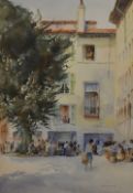 A.W. Brown (19th/20th Century, British), watercolour, 'Aix Market' - a French market scene, signed