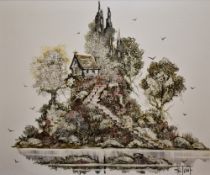 Tomas Stone (20th Century, British), oil on formica, Two attractive citadel studies, signed to the