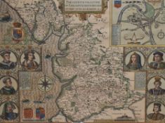 *Local Interest - After John Speed (16th Century, British), coloured print, 'The County of Lancaster