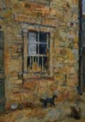 *Local Interest - Rosetta Roberts (20th Century, British), oil on board, 'Barn Window, Stainburn',