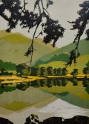 Simon King (b.1951, British), screen print, 'Reflections' a Lakeland view, signed and dated 1985