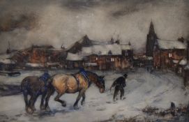 John Terris RSW (1865-1914, British), watercolour, 'Winter in Rye', signed to the lower left, framed