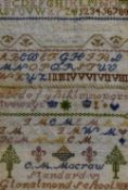 19th Century School, needlework embroidery, A Victorian alphabet sampler - C.M. Macraw of Glenalmond