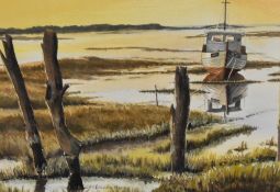 Brenda Mace (20th Century, British), watercolour, 'Golden Sunset, Thornham Channel, North
