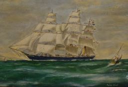 Lt Rusby (19th/20th Century, British), oil on board, 'Flying Cloud' - an interpretation of the