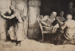 William Strang (1859-1921, British), etching, 'The Cottar's Saturday Night', signed to the lower