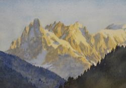 Delmar Banner (1896-1983, German-British), watercolour, A mountainous landscape possibly the