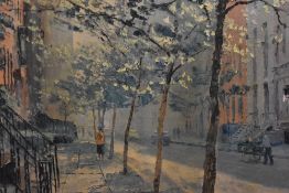 After Peter Hayward (1905-1993, American), coloured print, 'Quiet City', framed, measuring 60cm x