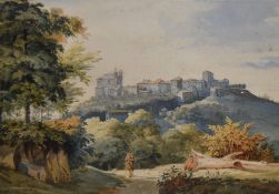 19th/20th Century Continental School, watercolour, 'Vidicta Monte Gorzio', an architectural