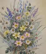 E.L Slinger (20th Century), watercolour, 'Country Flowers' - a still life arrangement depicting