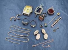 An assortment of gold, rolled gold and yellow metal items, including a rolled gold wristwatch