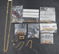 A small quantity of jewellery components in 9ct gold and yellow metal items including chains,