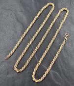 A 9ct gold rope chain, 63cm and 5.8g