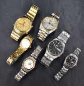 A selection of Seiko wristwatches, comprising two Seiko 5 automatic, a Quartz Chronograph, and three
