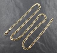 A 9ct gold flat curb link chain, approx 20' & 10g
