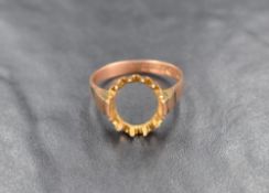 A large 9ct rose gold signet claw setting ring, missing the central gemstone, ring size Y and 5.6g