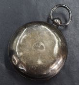 A Victorian silver key wound open face pocket watch, the white dial with Roman numerals and