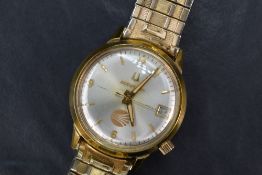 A gent's vintage Accutron wrist watch having Continental Airlines emblem to face with baton dial