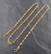 A 9ct gold fancy link rope chain, approximately 46cm, 3.3g