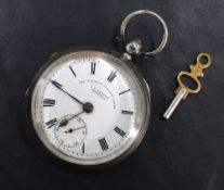 An Edwardian silver J. G Graves open face pocket watch, the white dial with Roman numerals and