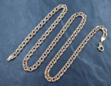 A 14ct rose gold fancy link chain, with replacement 9ct gold clasp, 54cm, 20g