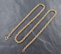 A 9ct gold rope chain, approximately 41.5cm, 11.2g