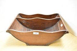 A Victorian mahogany cheese cradle with two divisions, measuring 42cm long