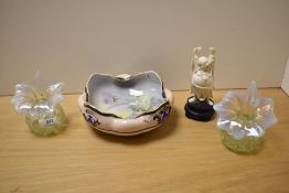 A pair of early 20th Century coloured glass Jack-in-the-Pulpit vases, each measuring 12cm high, a